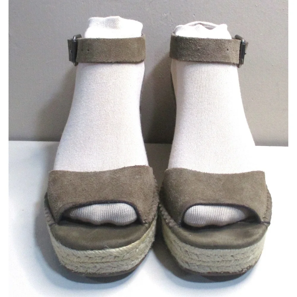 Steve Madden Brown Suede Espadrille Wedge Sandals Ankle Strap Womens 6
